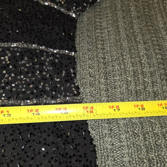 Chaudry Silk Beaded Formal Gown black Elegant Black TIe - Picture 9 of 16